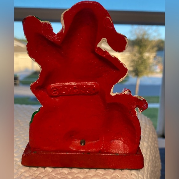 VTG 1990 Lillian Vernon Cast Iron Waving Santa Stocking Holder - Picture 4 of 7